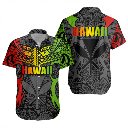 Hawaii Short Sleeve Shirt Kanaka Tribal Tattoo Concept