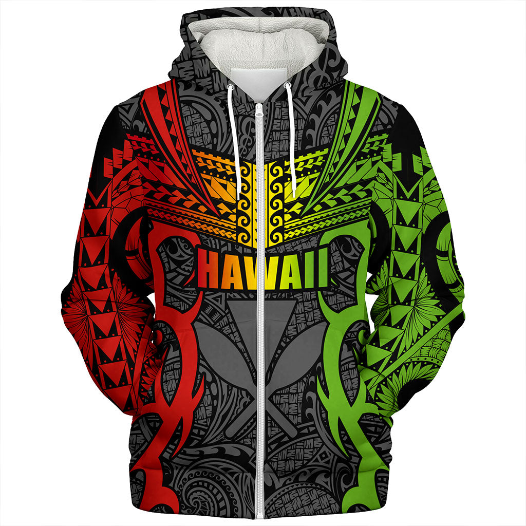 Hawaii Sherpa Hoodie Kanaka Tribal Tattoo Concept