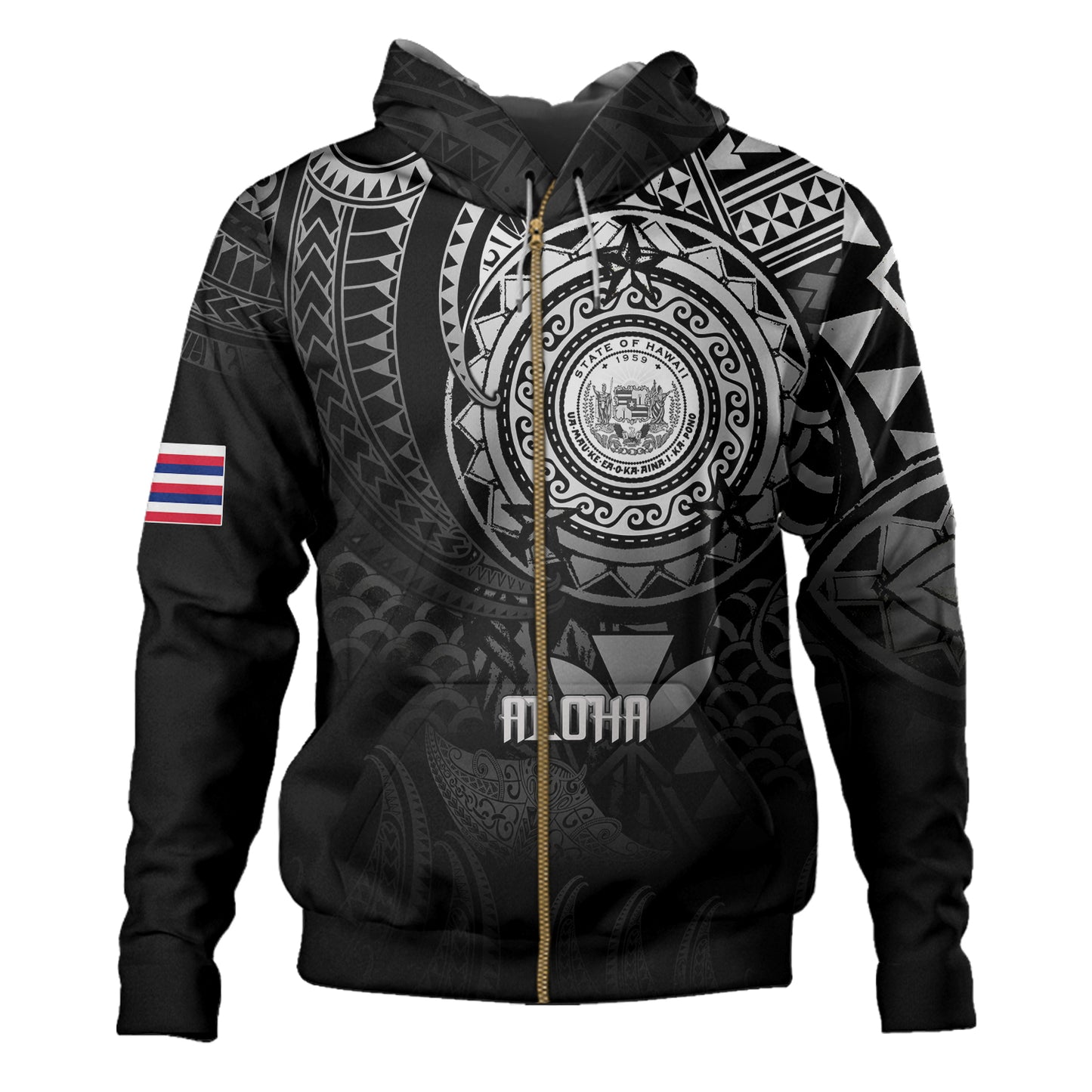 Hawaii Hoodie Pearl Of The Pacific Black Polynesian Tattau