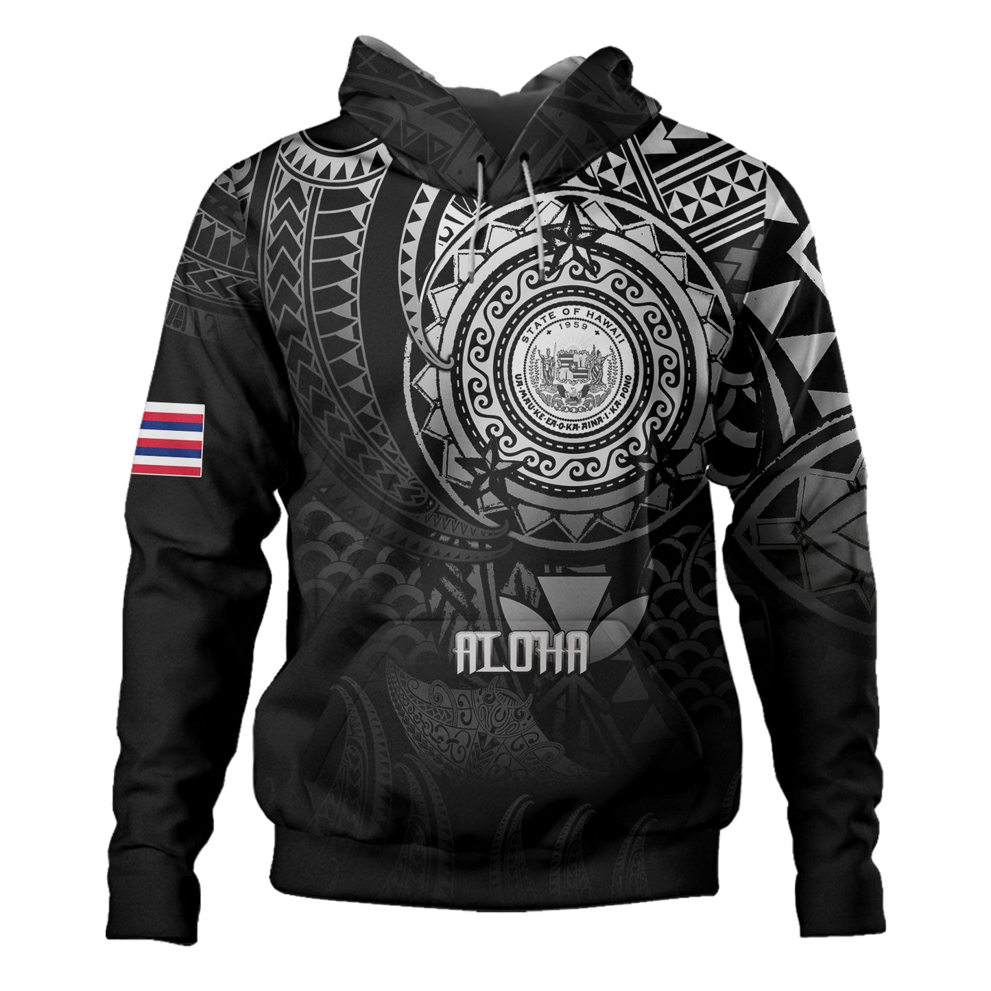 Hawaii Hoodie Pearl Of The Pacific Black Polynesian Tattau