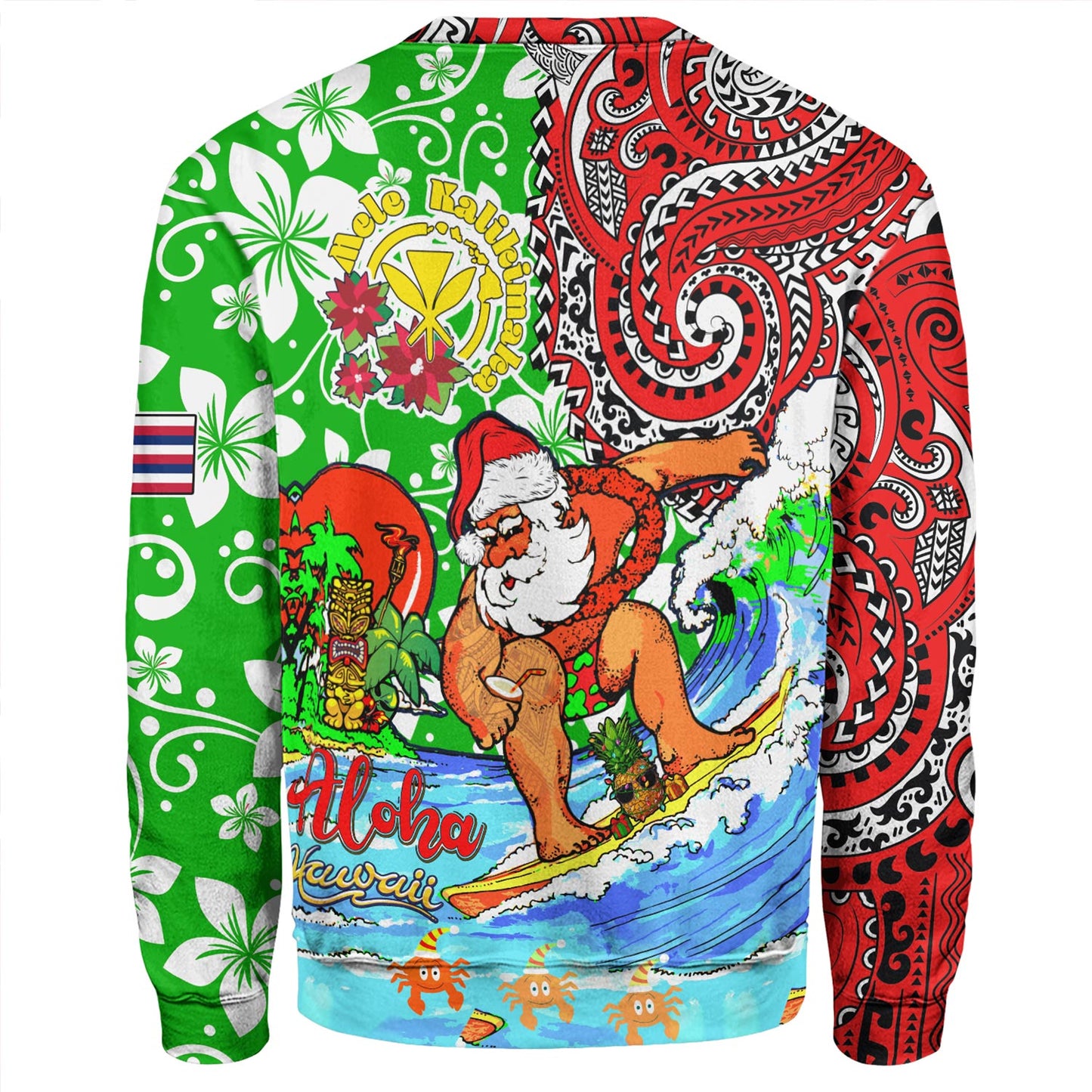 Hawaii Sweatshirt Mele Kalikimaka & Hauoli Makahiki Hou Hawaiian Tatau Christmas