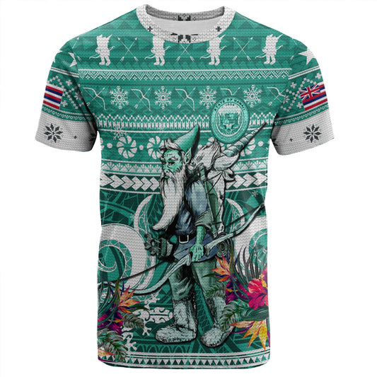 Hawaii T-Shirt Custom Ugly Gnome Packing Out a Unicorn Hawaiian Christmas