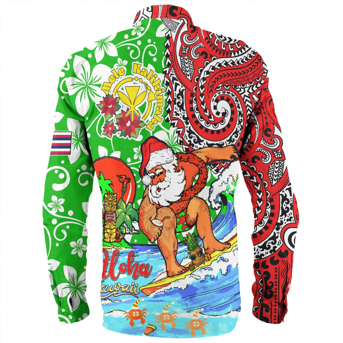Hawaii Long Sleeve Shirt Mele Kalikimaka & Hauoli Makahiki Hou Hawaiian Tatau Christmas