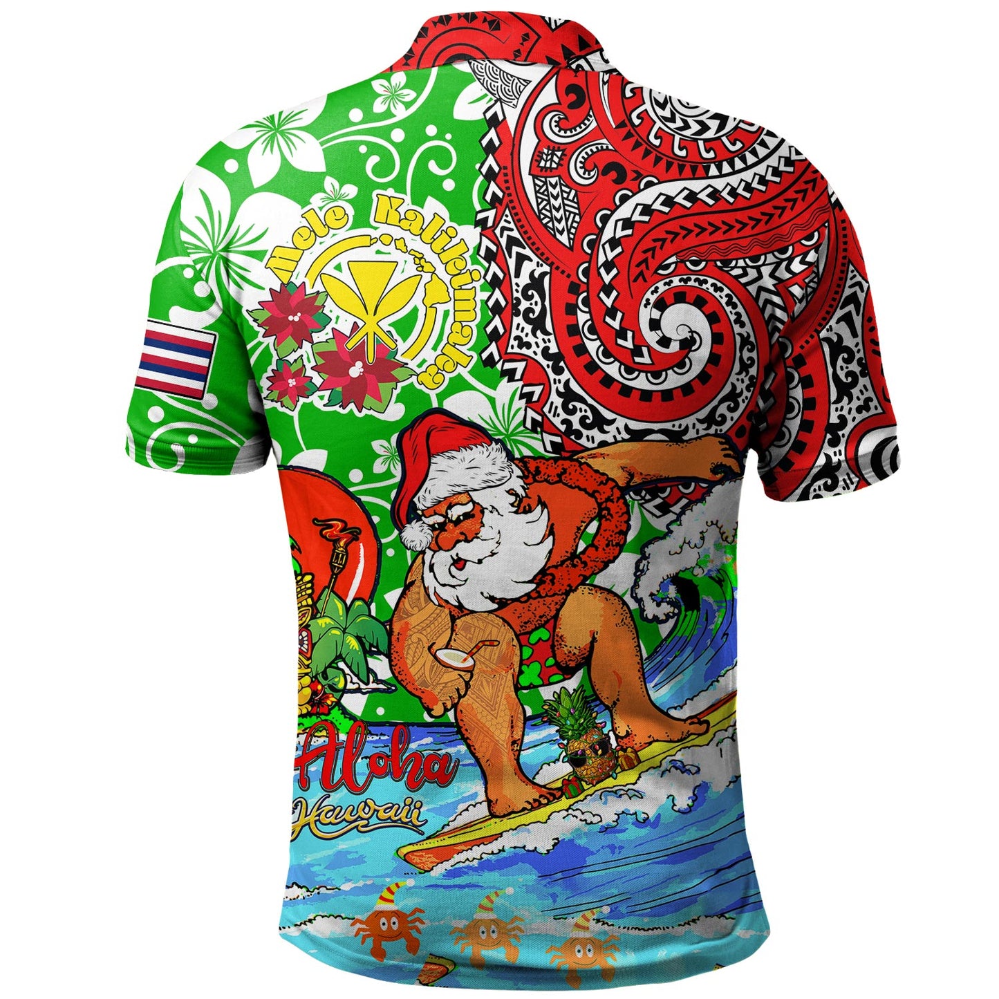 Hawaii Polo Shirt Mele Kalikimaka & Hauoli Makahiki Hou Hawaiian Tatau Christmas
