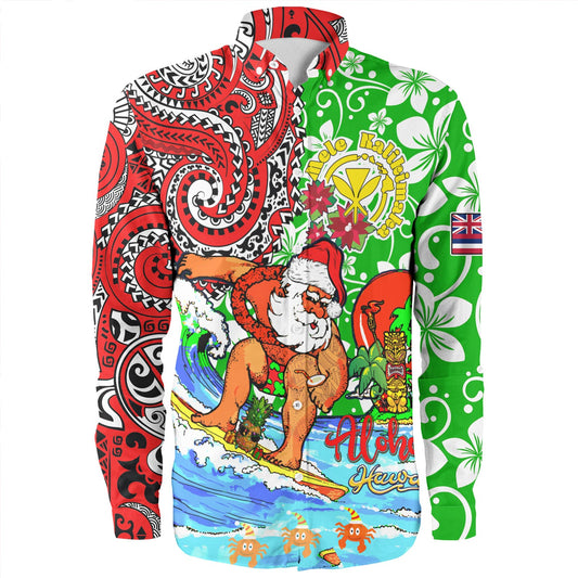 Hawaii Long Sleeve Shirt Mele Kalikimaka & Hauoli Makahiki Hou Hawaiian Tatau Christmas