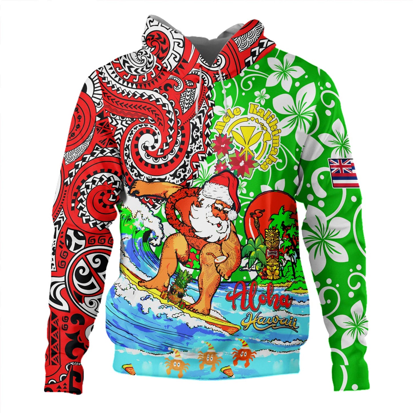 Hawaii Hoodie Mele Kalikimaka & Hauoli Makahiki Hou Hawaiian Tatau Christmas