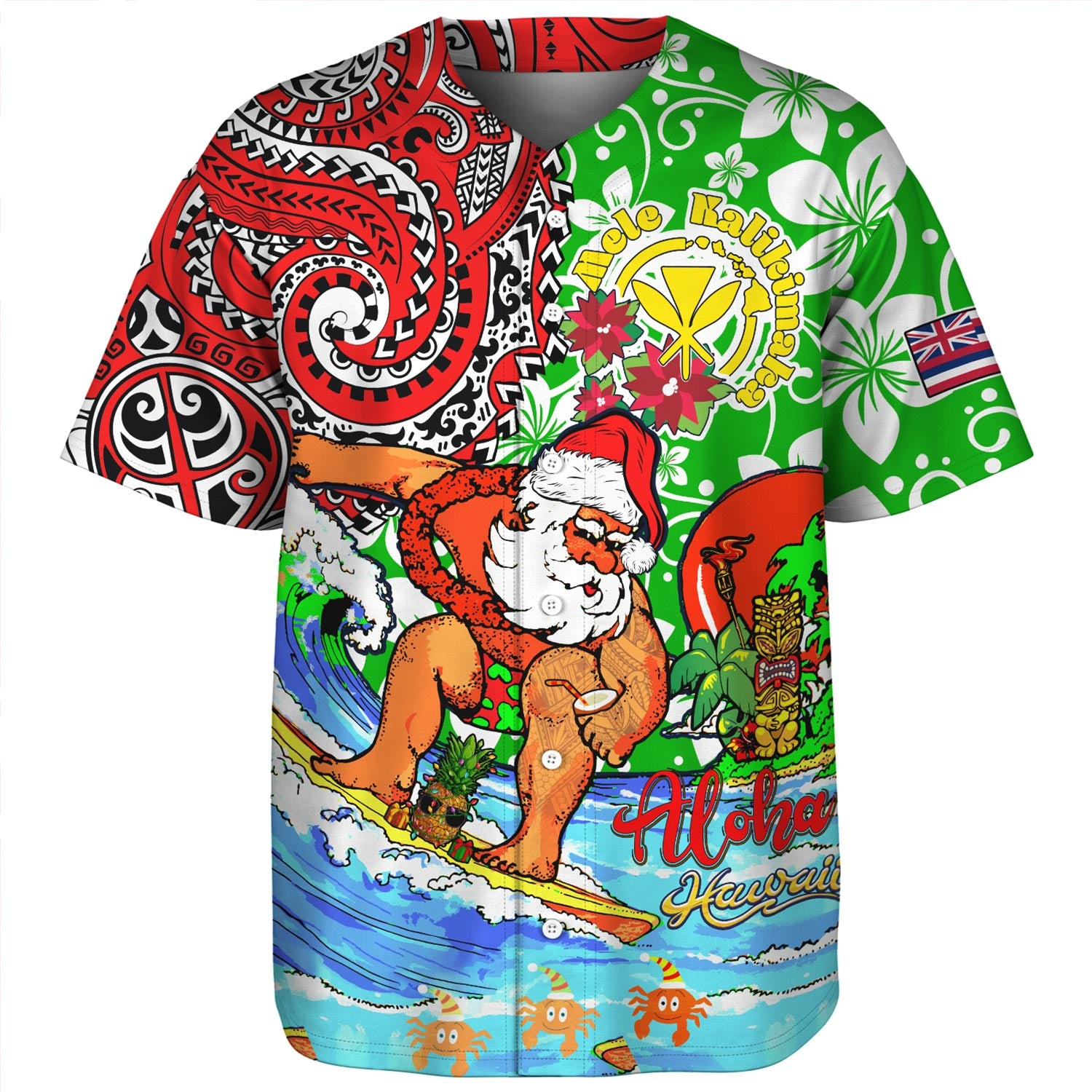 Hawaii Baseball Shirt Mele Kalikimaka & Hauoli Makahiki Hou Hawaiian Tatau Christmas