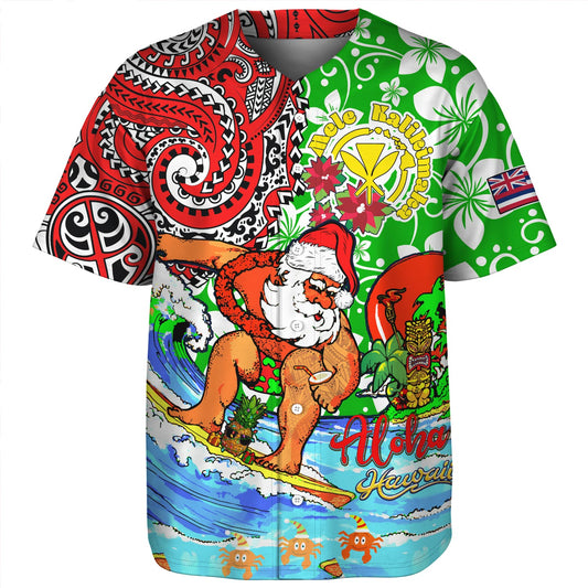 Hawaii Baseball Shirt Mele Kalikimaka & Hauoli Makahiki Hou Hawaiian Tatau Christmas