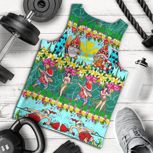 Hawaii Tank Top Dabbing Santa Hula Dance Tropical Gnomes Aloha Mele Kalikimaka Christmas