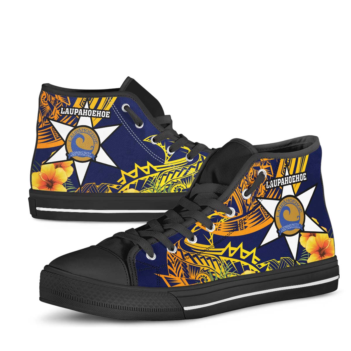 Hawaii High Top Shoes - Laupahoehoe Community Public Charter School Polynesian Pattern