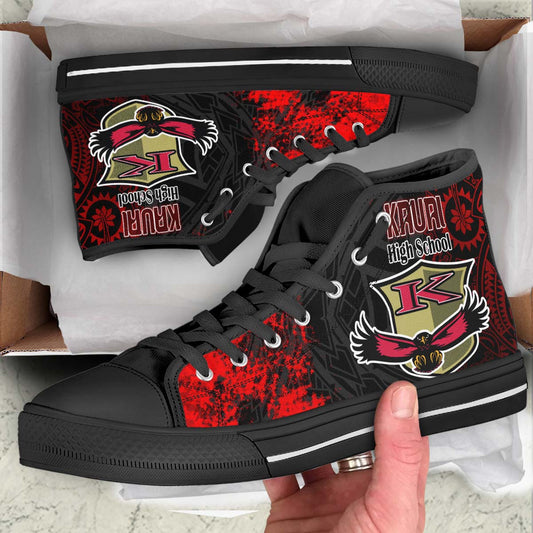 Hawaii High Top Shoes - Kaui High School Polynesian Tribal Pattern