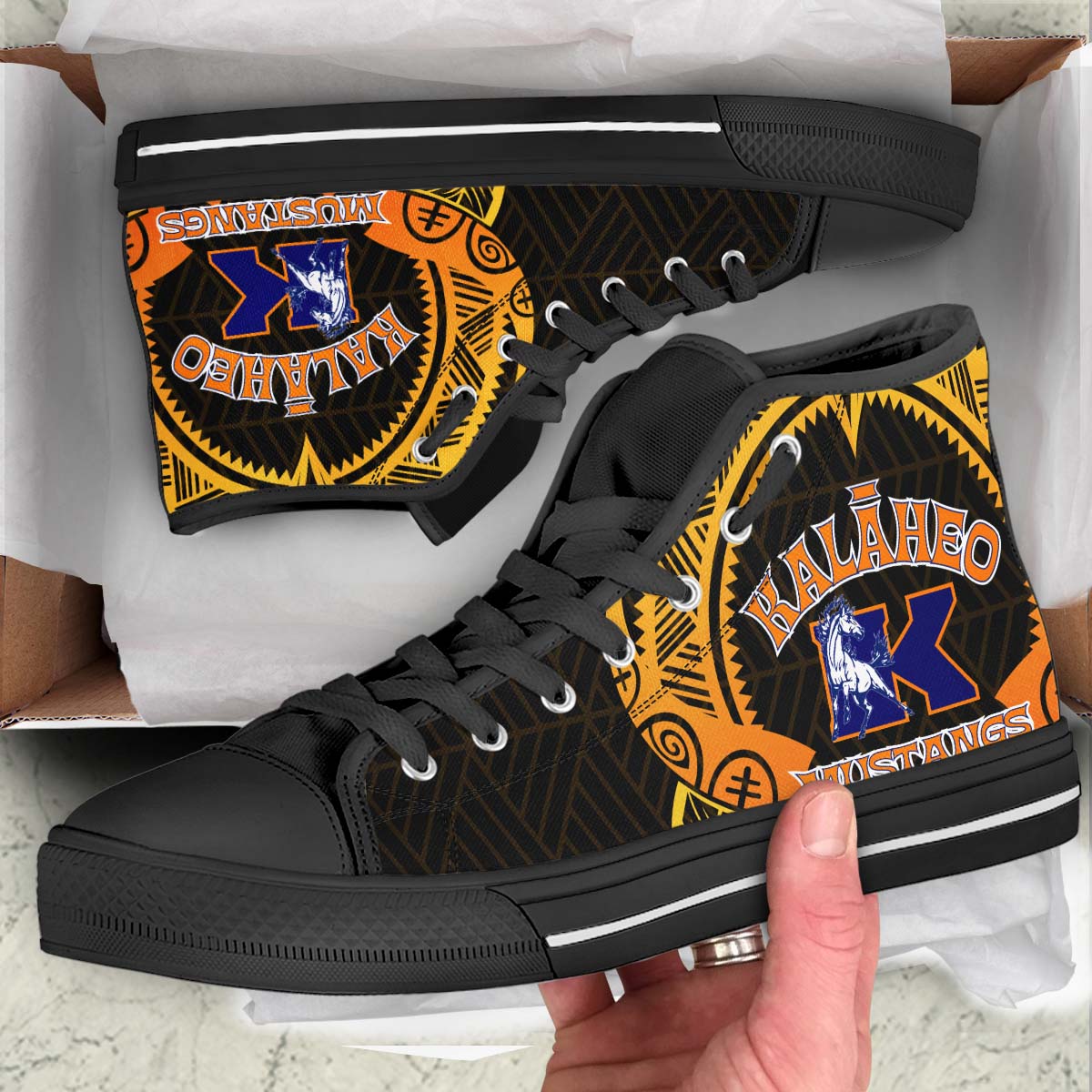 Hawaii High Top Shoes - Kalaheo High School Polynesian Tribal Pattern