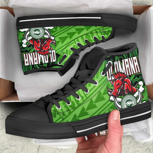 Hawaii High Top Shoes - Olomana High & Intermediate School Polynesian Pattern