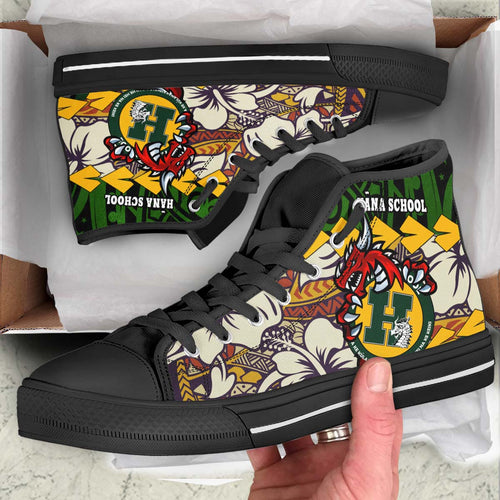 Hawaii High Top Shoes - Hana High & Intermediate School Polynesian Tribal Pattern