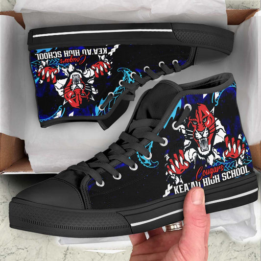 Hawaii High Top Shoes - Keaʻau High School Polynesian Tribal Pattern Art