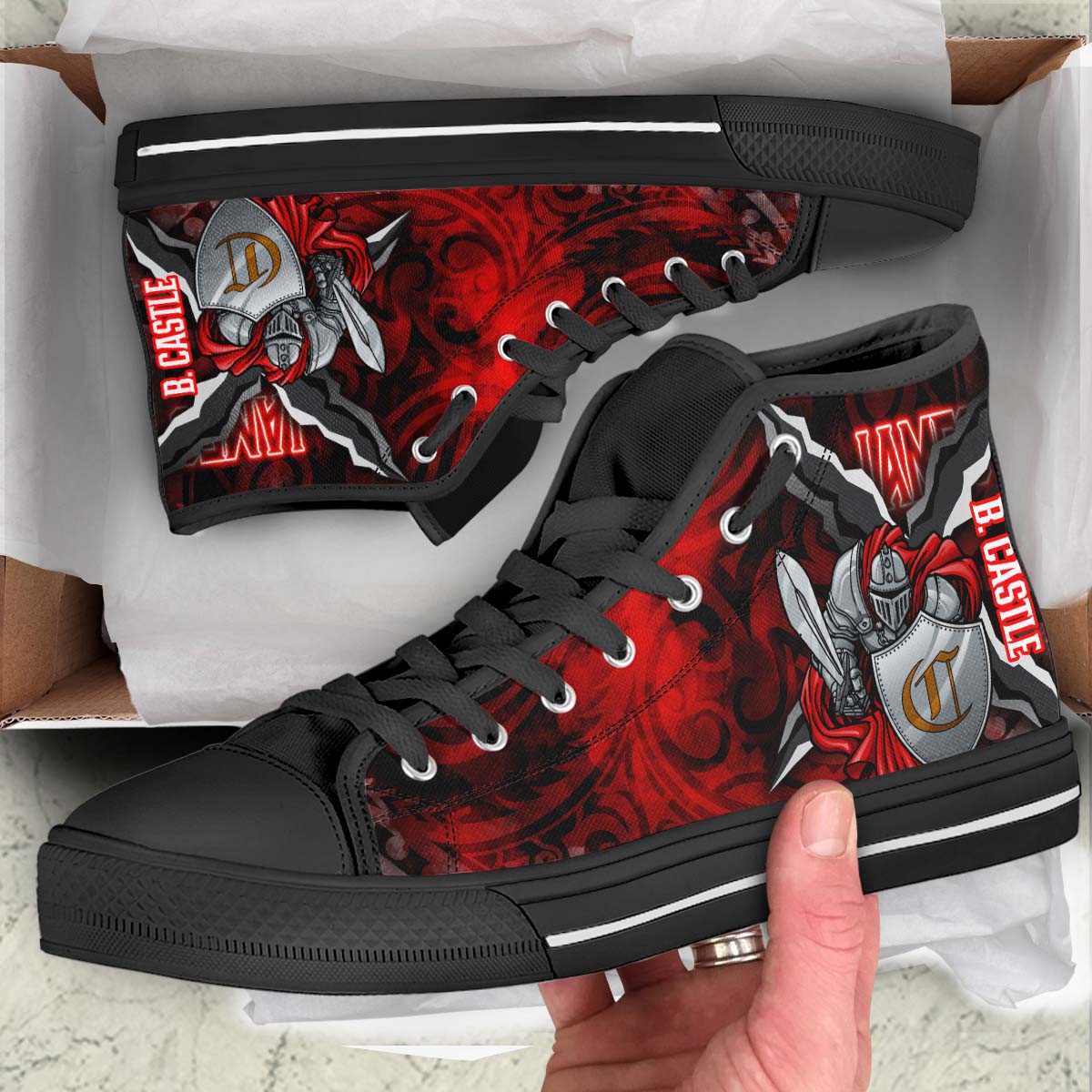 Hawaii High Top Shoes - James B. Castle High School Polynesian Tribal Pattern