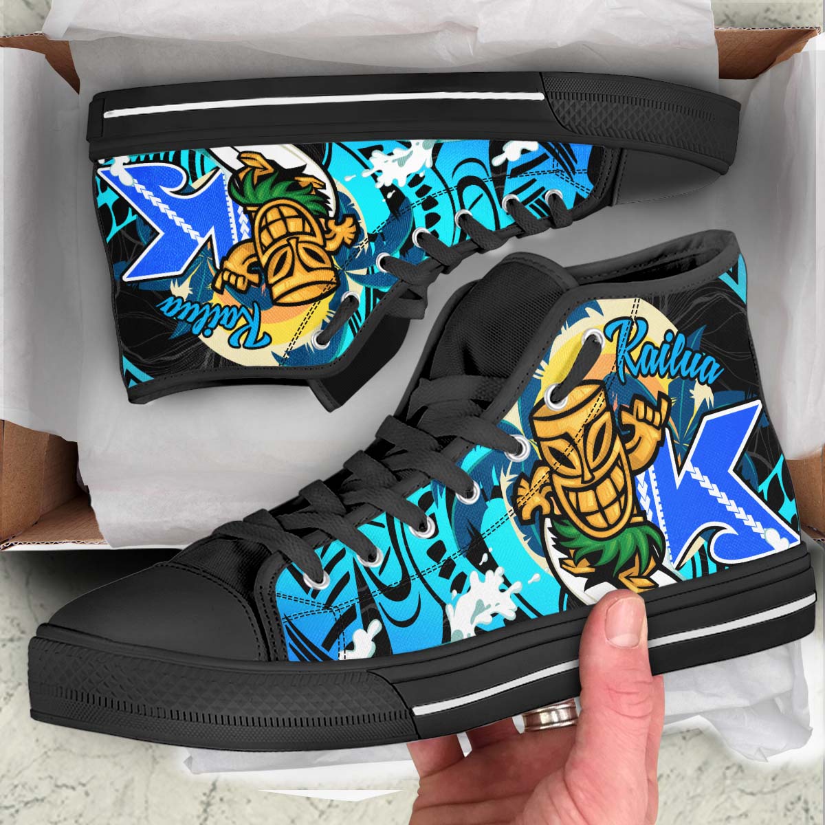 Hawaii High Top Shoes - Kailua High School Polynesian Tribal Pattern