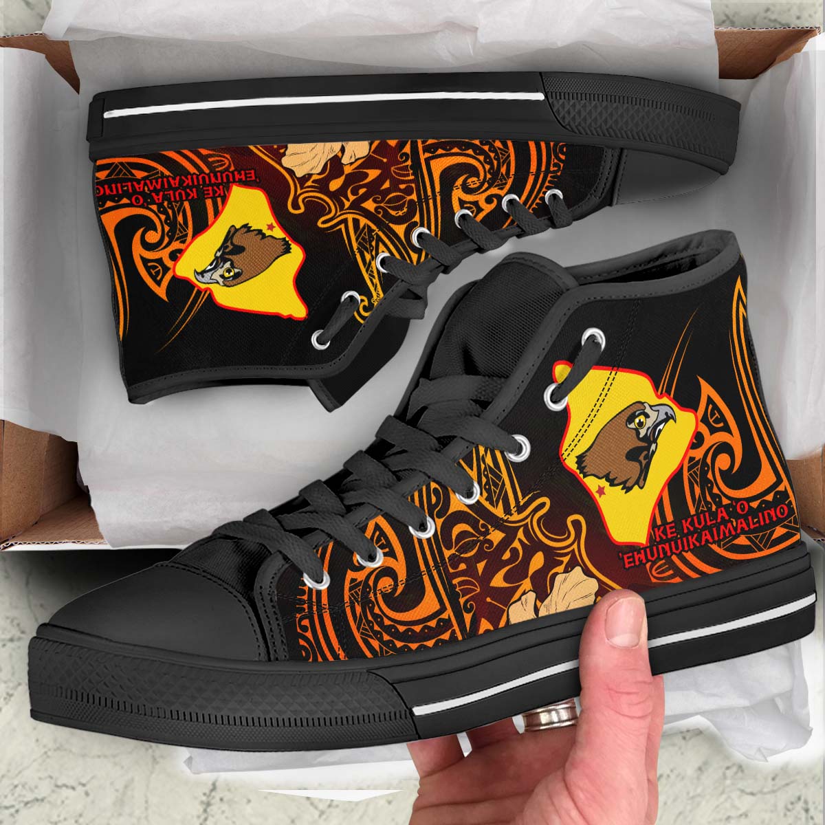 Hawaii High Top Shoes - Ke Kula o Ehunuikaimalino Polynesian Pattern
