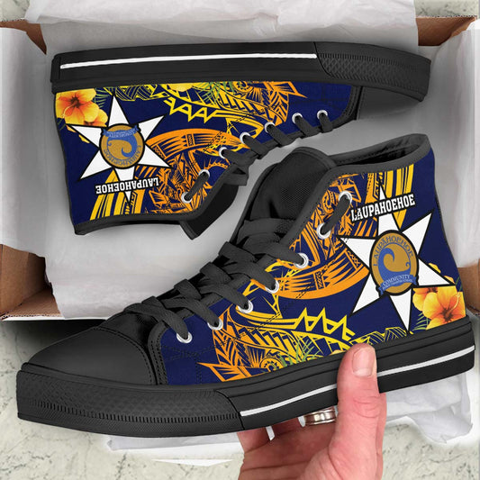 Hawaii High Top Shoes - Laupahoehoe Community Public Charter School Polynesian Pattern