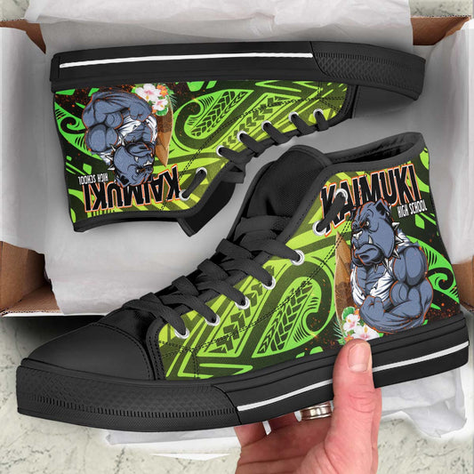 Hawaii High Top Shoes - Kaimuki High School Polynesian Tribal Pattern