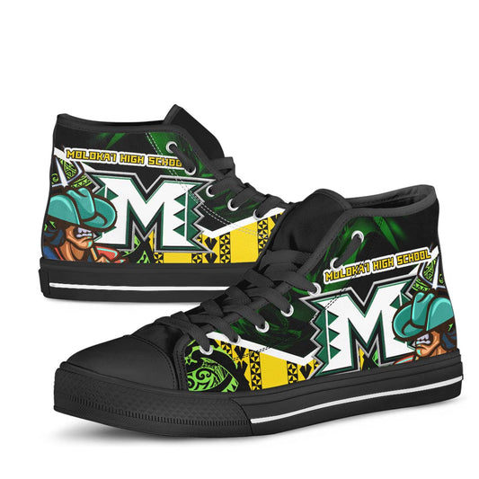 Hawaii High Top Shoes - Moloka��i High School Polynesian Tribal Pattern