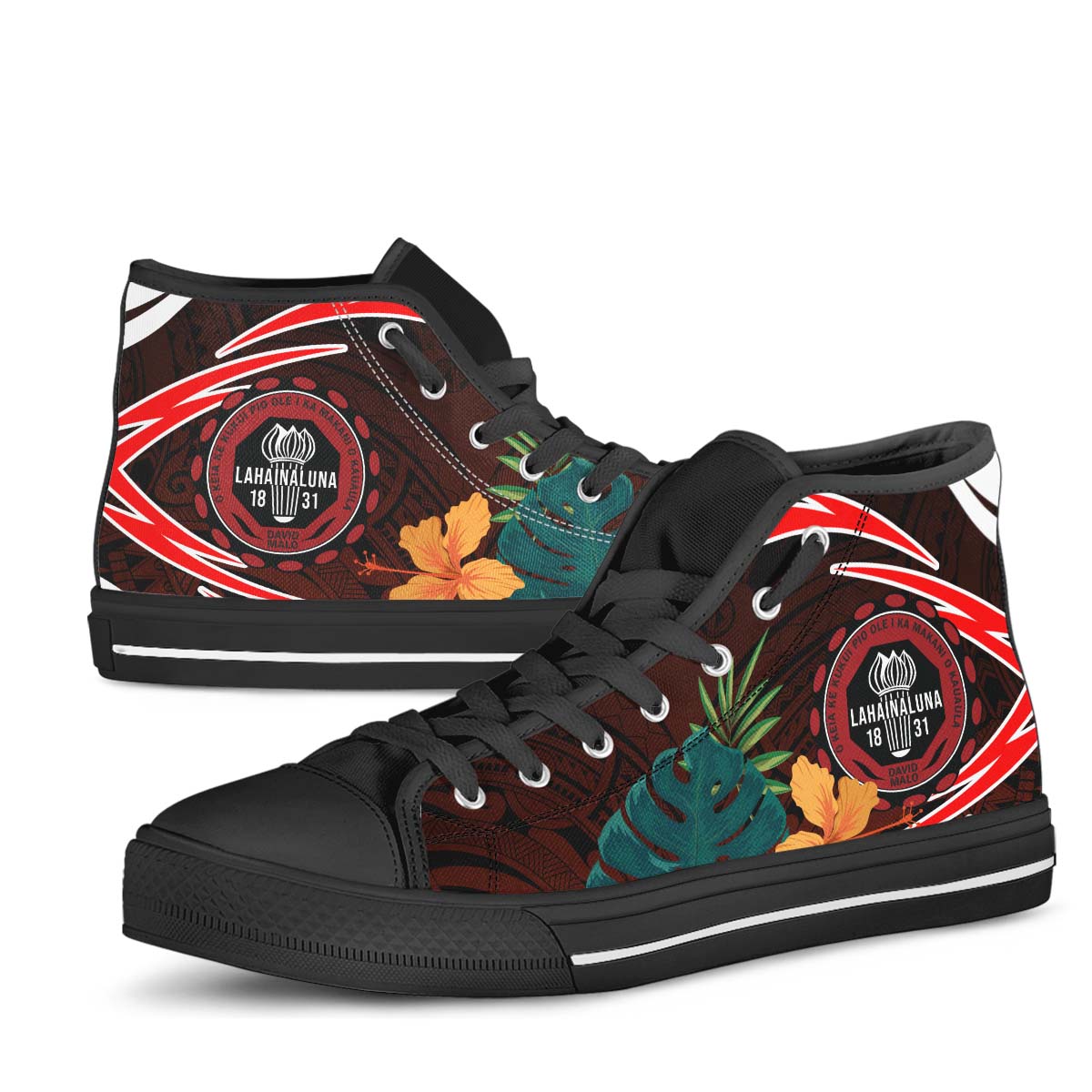 Hawaii High Top Shoes - Lahainaluna High School Polynesian Tribal Pattern