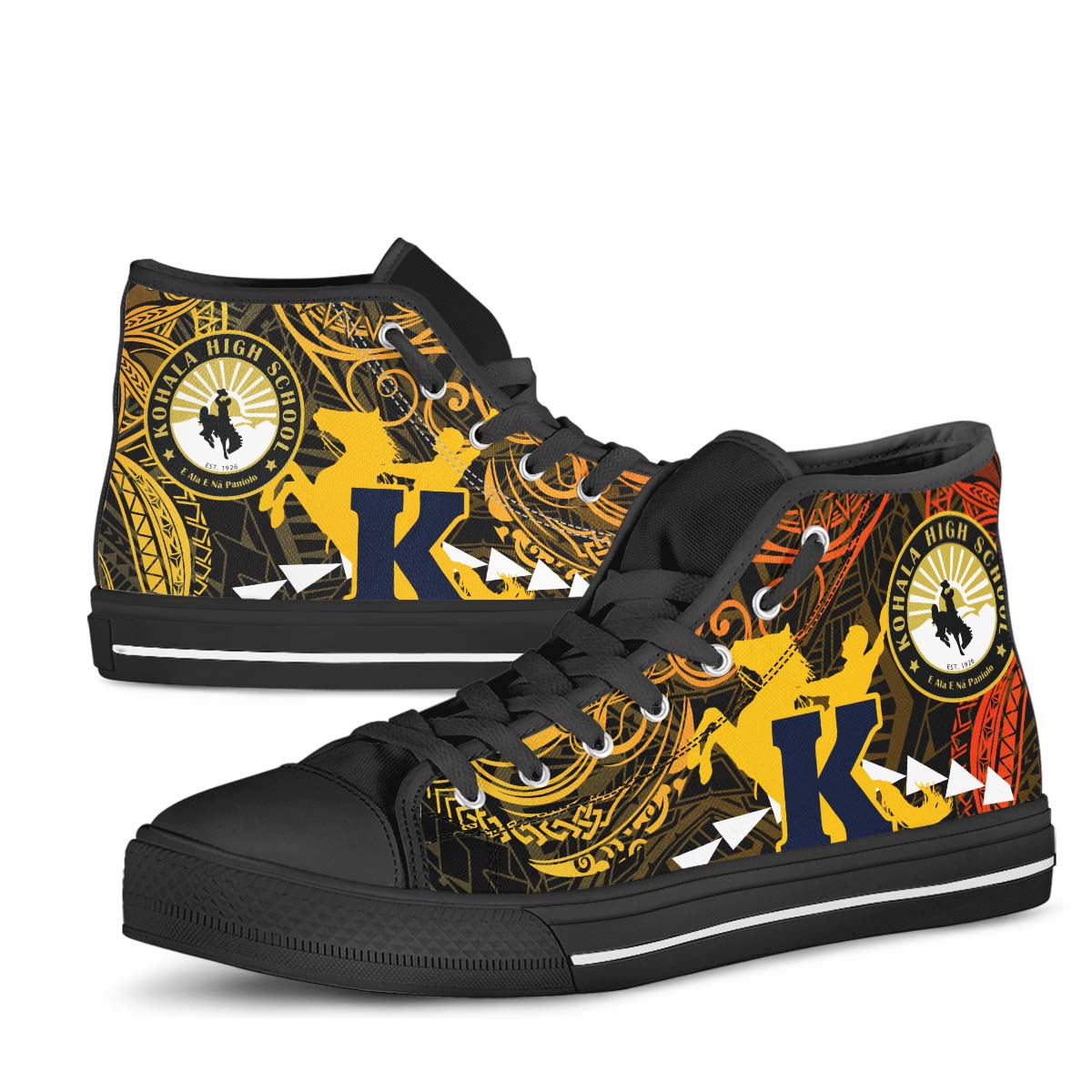 Hawaii High Top Shoes - Kohala High School Polynesian Tribal Pattern