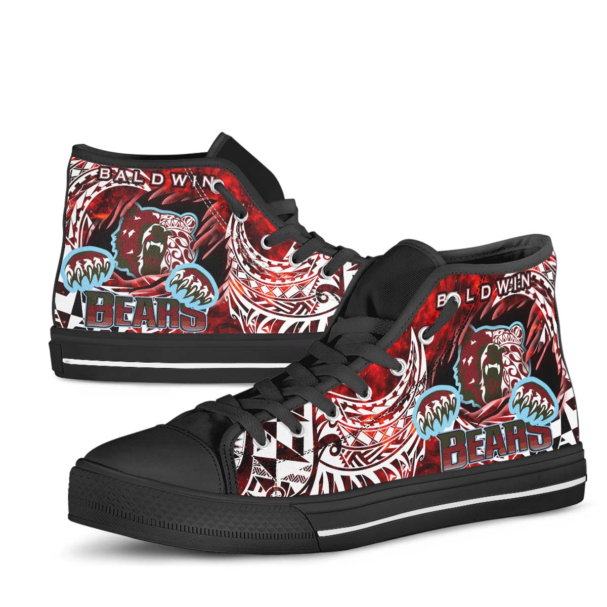 Hawaii High Top Shoes - Baldwin High School Polynesian Tribal Pattern