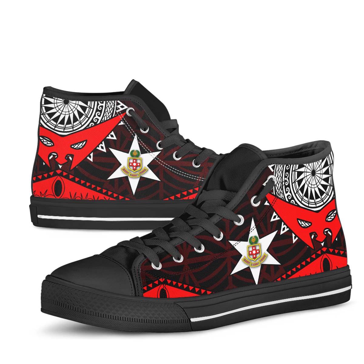 Tonga High Top Shoes - Kolisi Tonga High School with Tonga Patterns Polynesian Culture