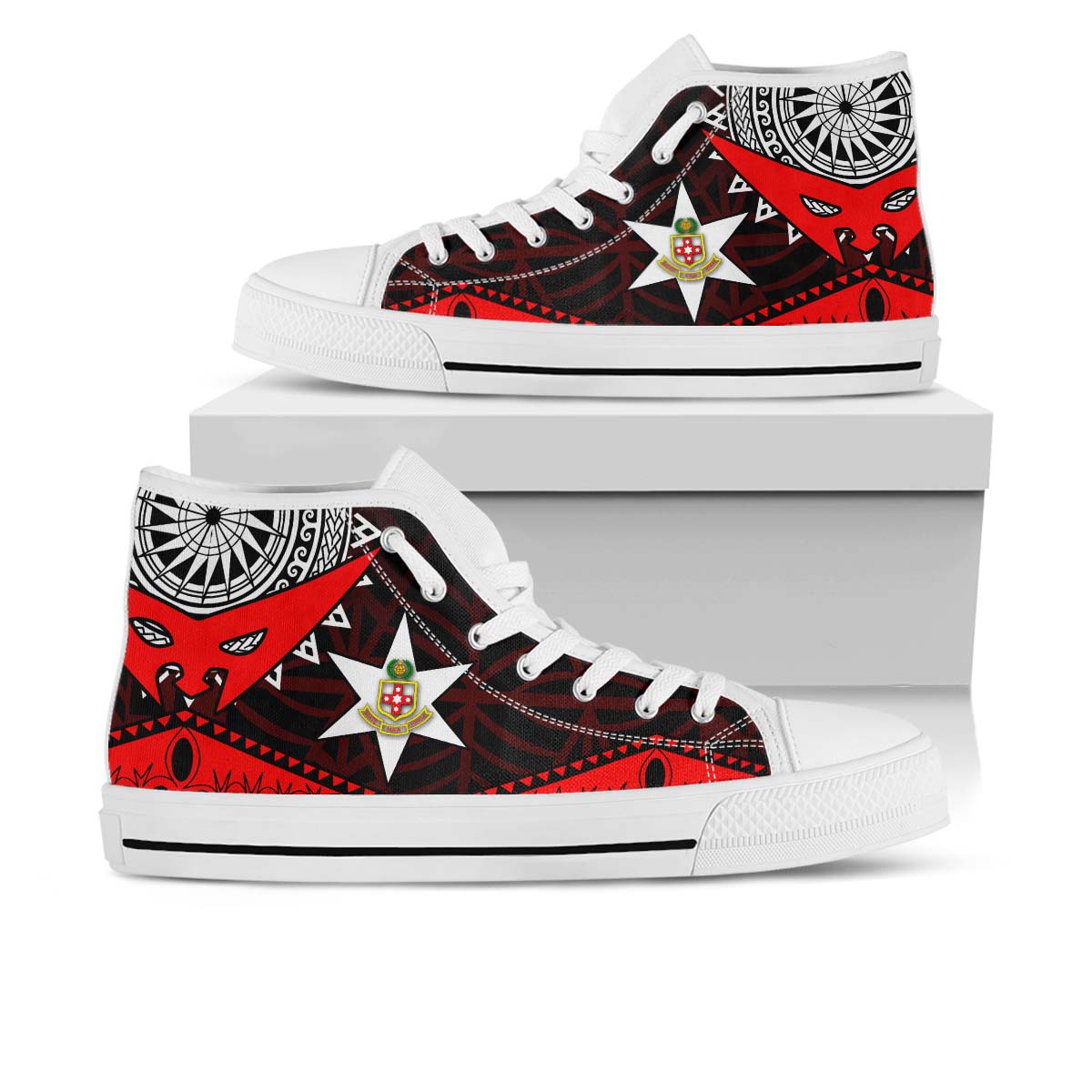Tonga High Top Shoes - Kolisi Tonga High School with Tonga Patterns Polynesian Culture