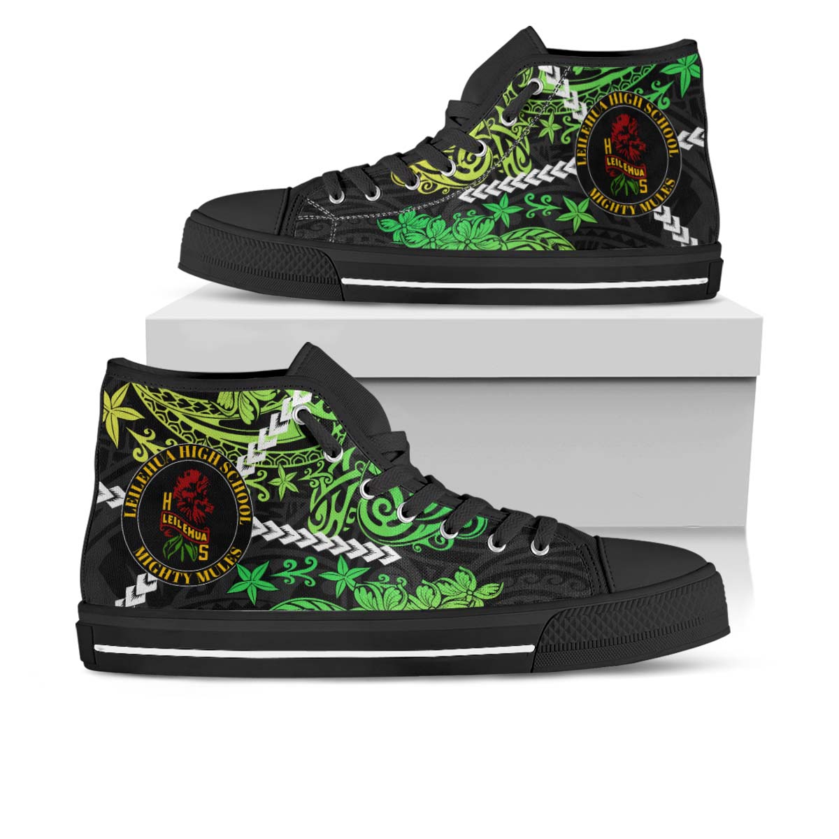 Hawaii High Top Shoes - Leilehua High School Polynesian Tribal Pattern
