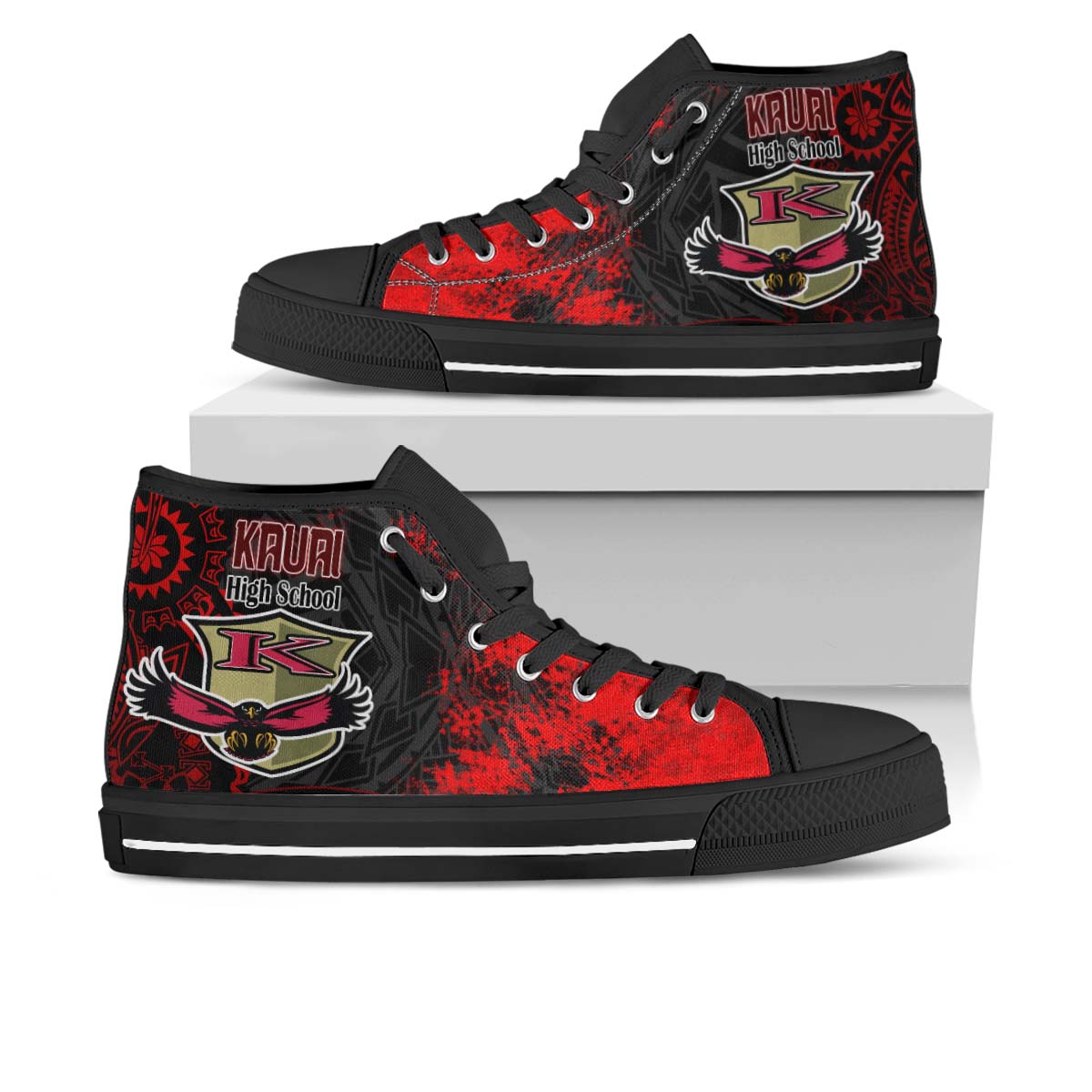 Hawaii High Top Shoes - Kaui High School Polynesian Tribal Pattern