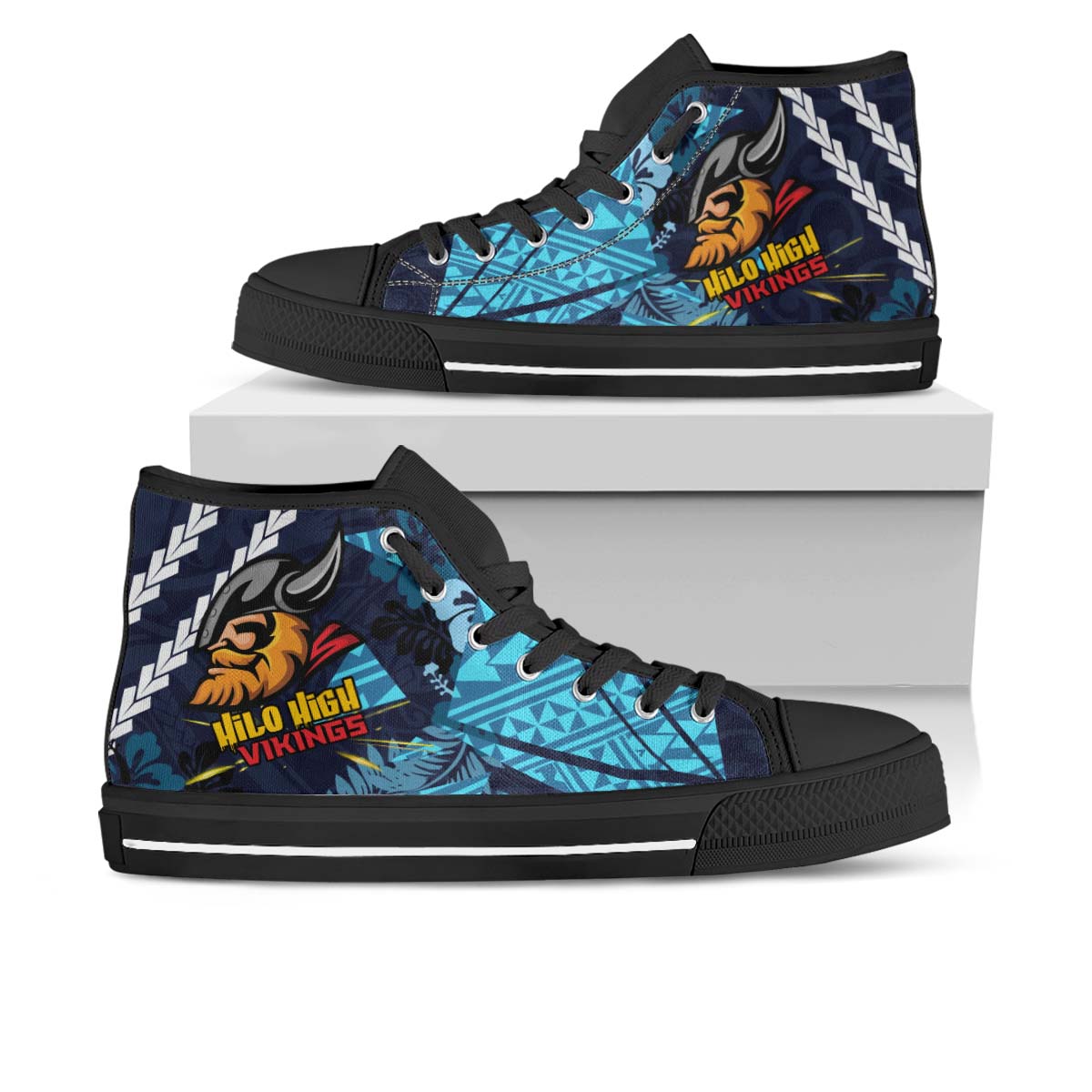 Hawaii High Top Shoes - Hilo High School Polynesian Viking Tribal Pattern