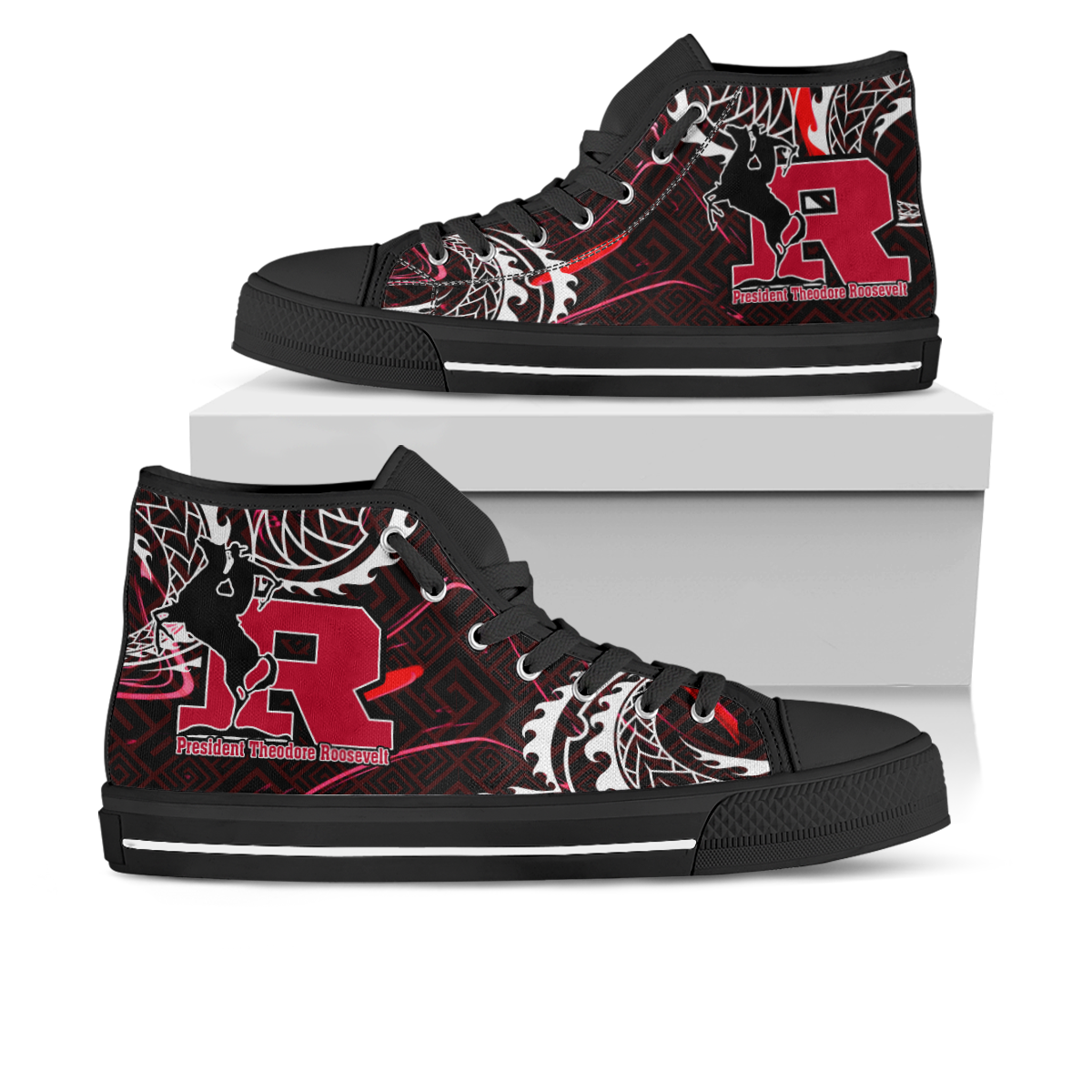Hawaii High Top Shoes - President Theodore Roosevelt High School Polynesian Pattern