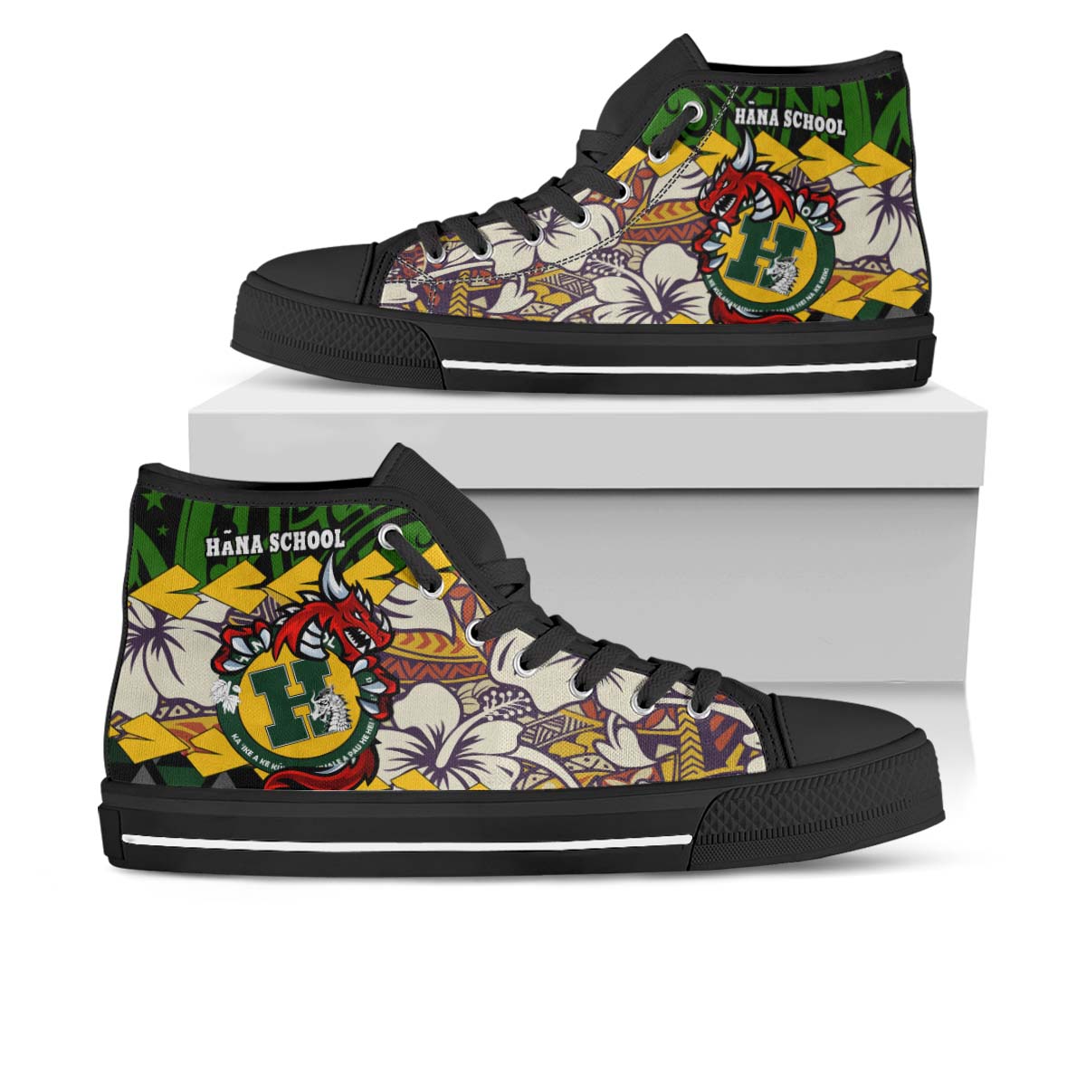 Hawaii High Top Shoes - Hana High & Intermediate School Polynesian Tribal Pattern