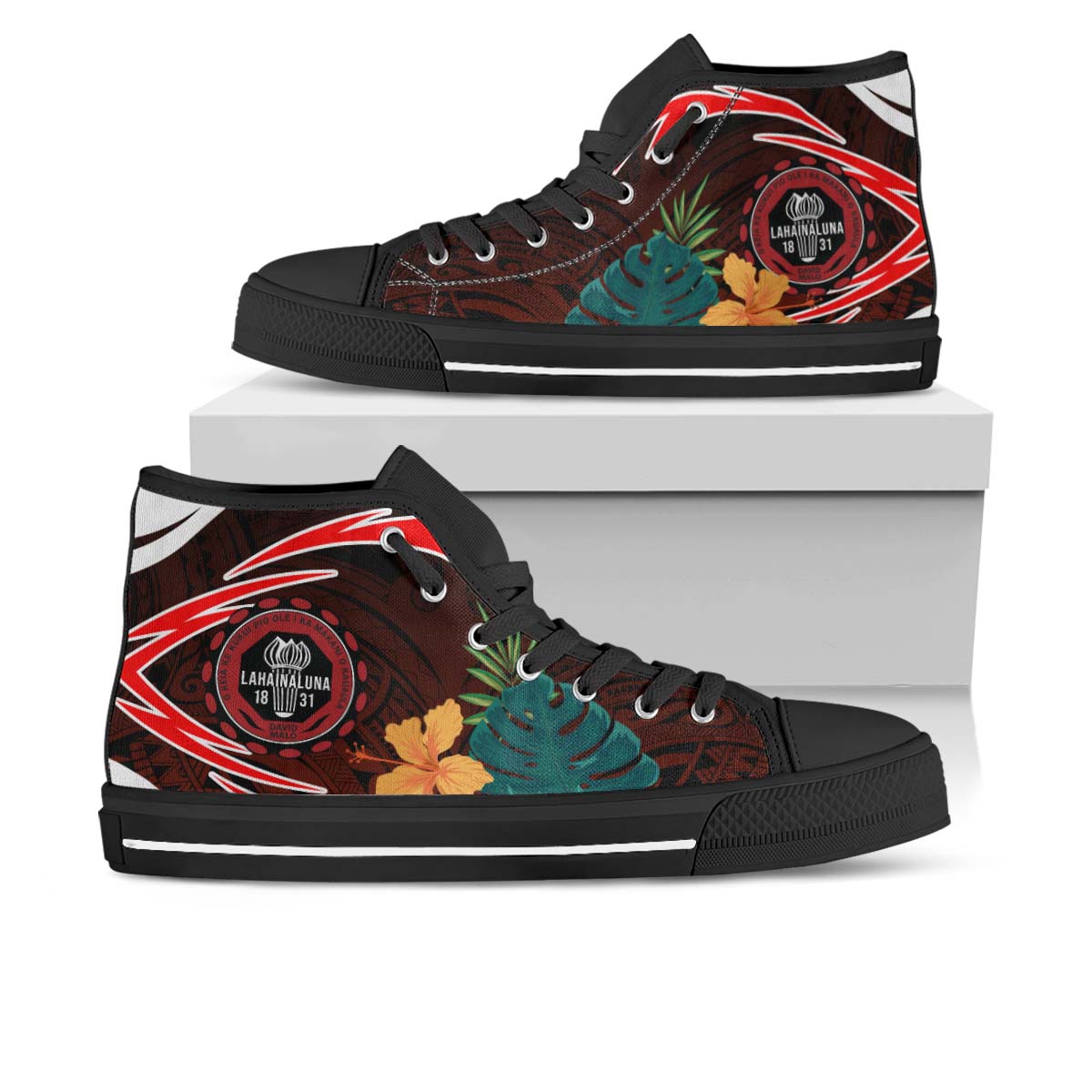 Hawaii High Top Shoes - Lahainaluna High School Polynesian Tribal Pattern