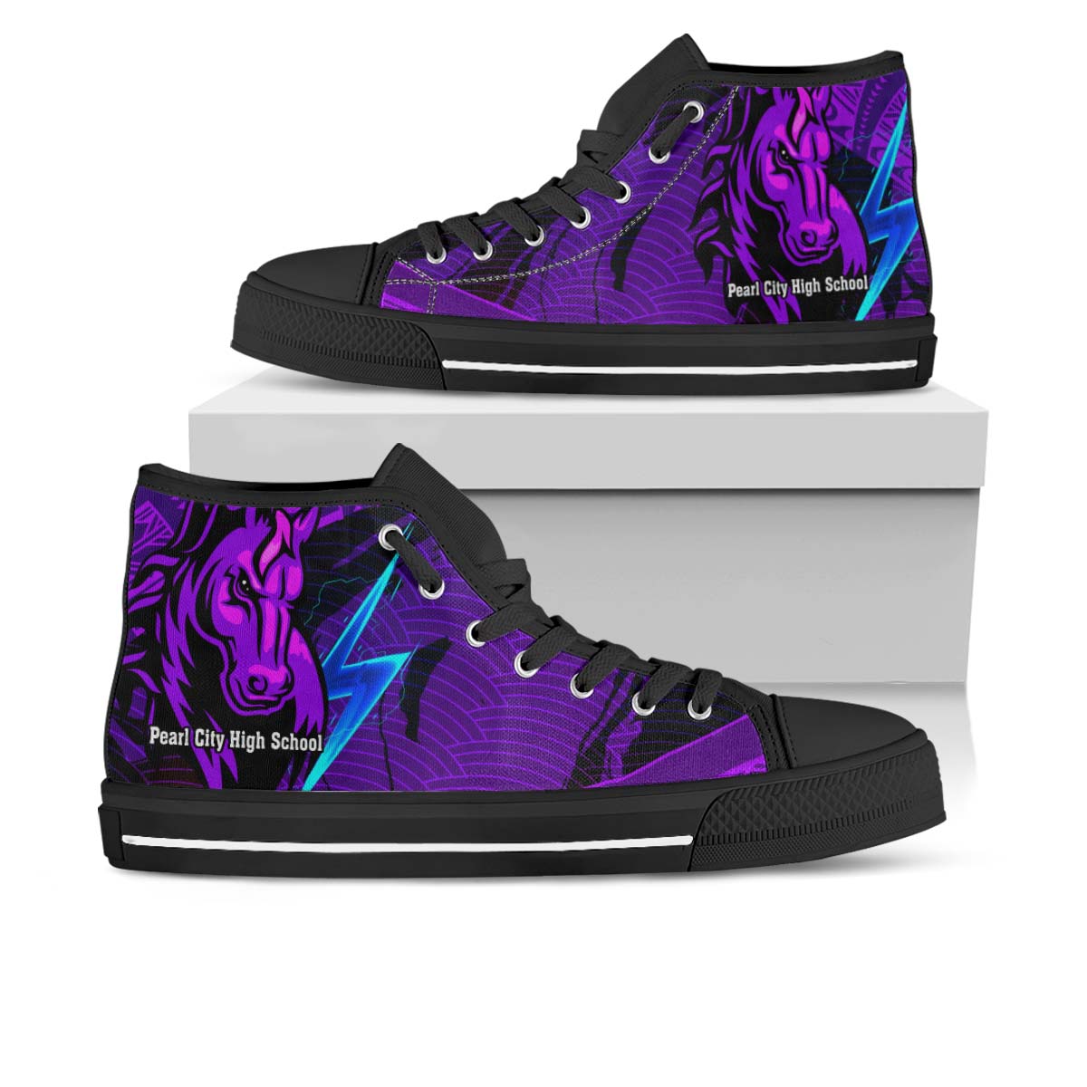 Hawaii High Top Shoes - Pearl City High School Polynesian Pattern
