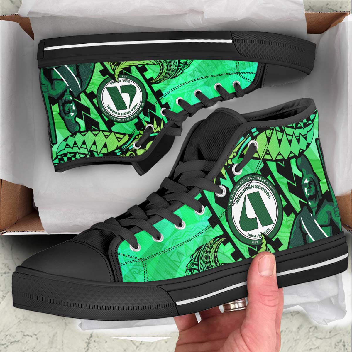 Hawaii High Top Shoes - Aiea High School Home Of The Na Ali'i Tribal Pattern