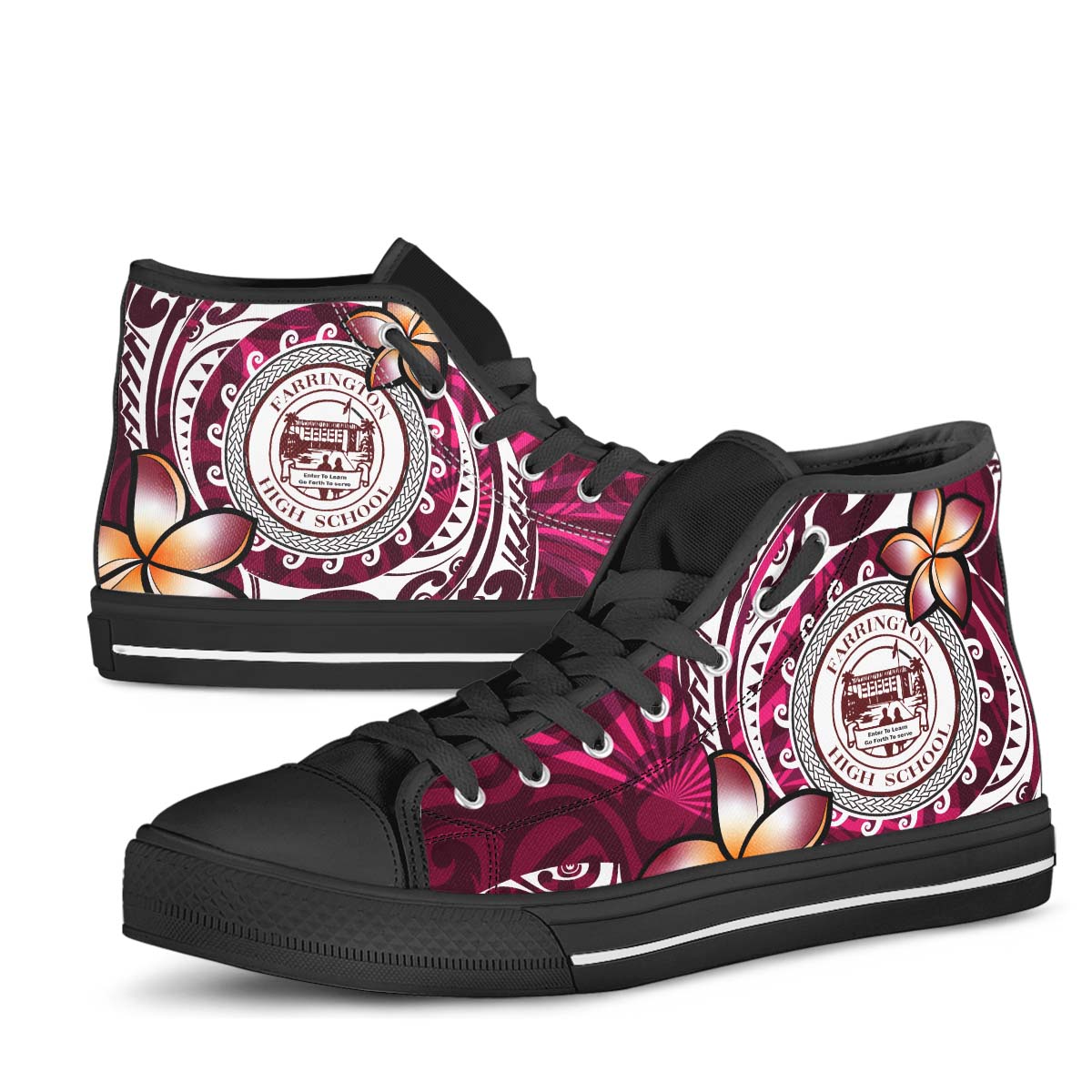Hawaii High Top Shoes - Farrington High School Polynesian Tribal Pattern
