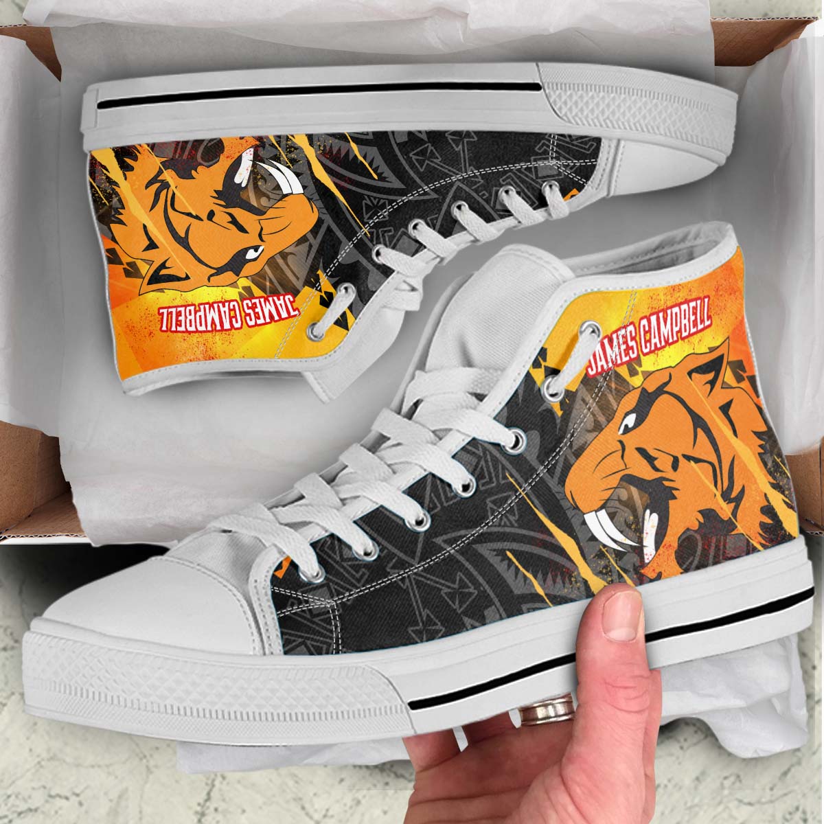 Hawaii High Top Shoes - James Campbell High School Polynesian Tribal Pattern