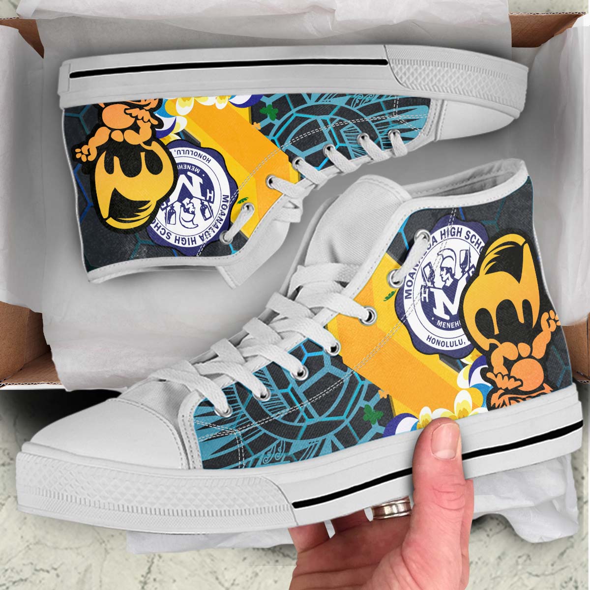 Hawaii High Top Shoes - Moanalua High School Polynesian Tribal Pattern