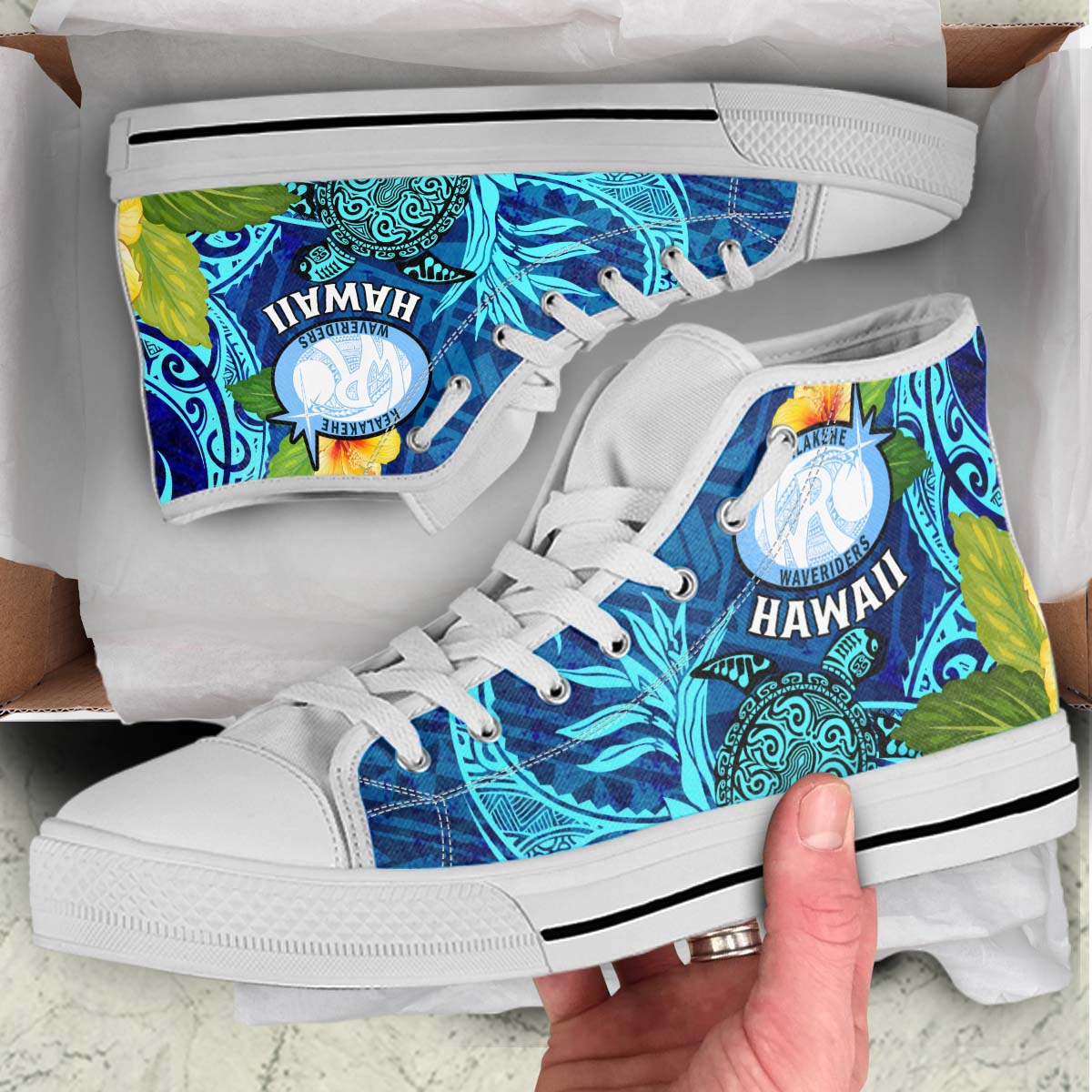 Hawaii High Top Shoes - Kelakehe High School Polynesian Tribal Pattern