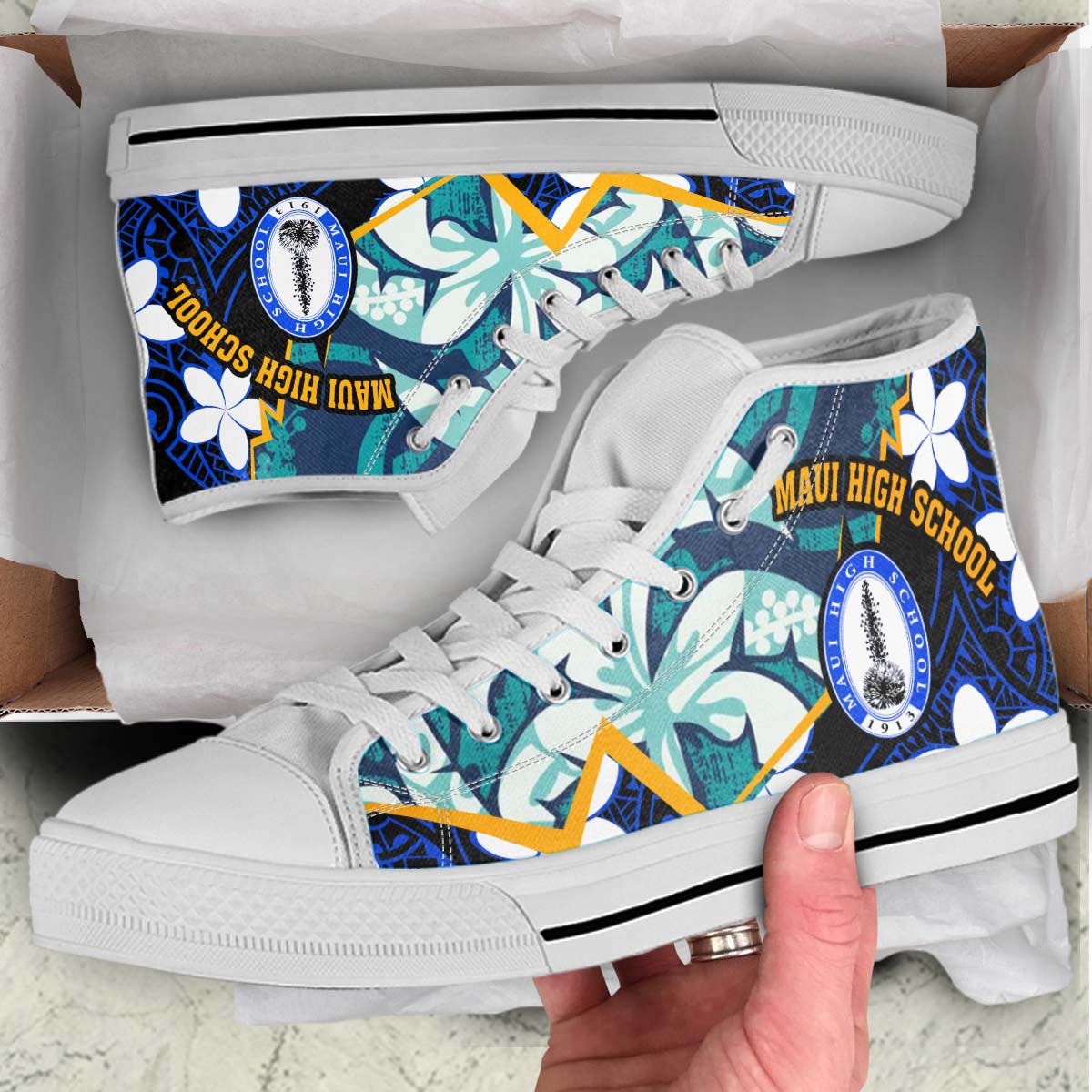 Hawaii High Top Shoes - Maui High School Polynesian Tribal Pattern