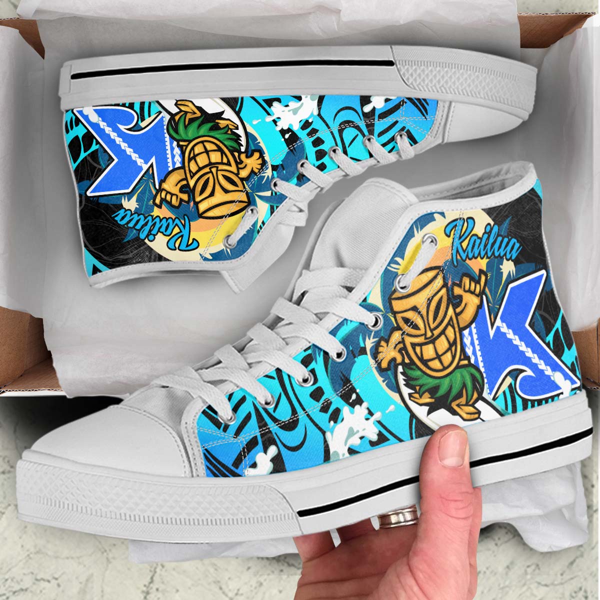 Hawaii High Top Shoes - Kailua High School Polynesian Tribal Pattern