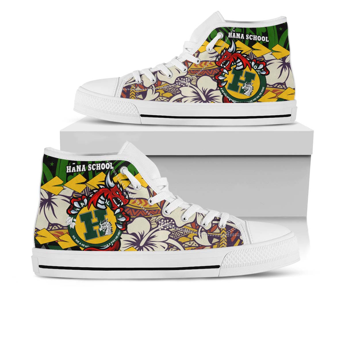 Hawaii High Top Shoes - Hana High & Intermediate School Polynesian Tribal Pattern