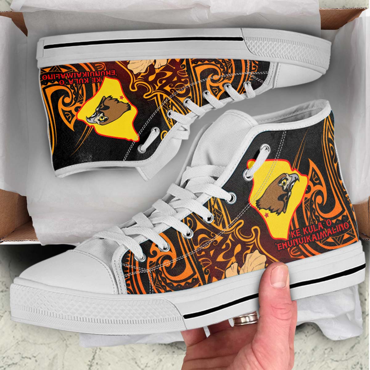 Hawaii High Top Shoes - Ke Kula o Ehunuikaimalino Polynesian Pattern