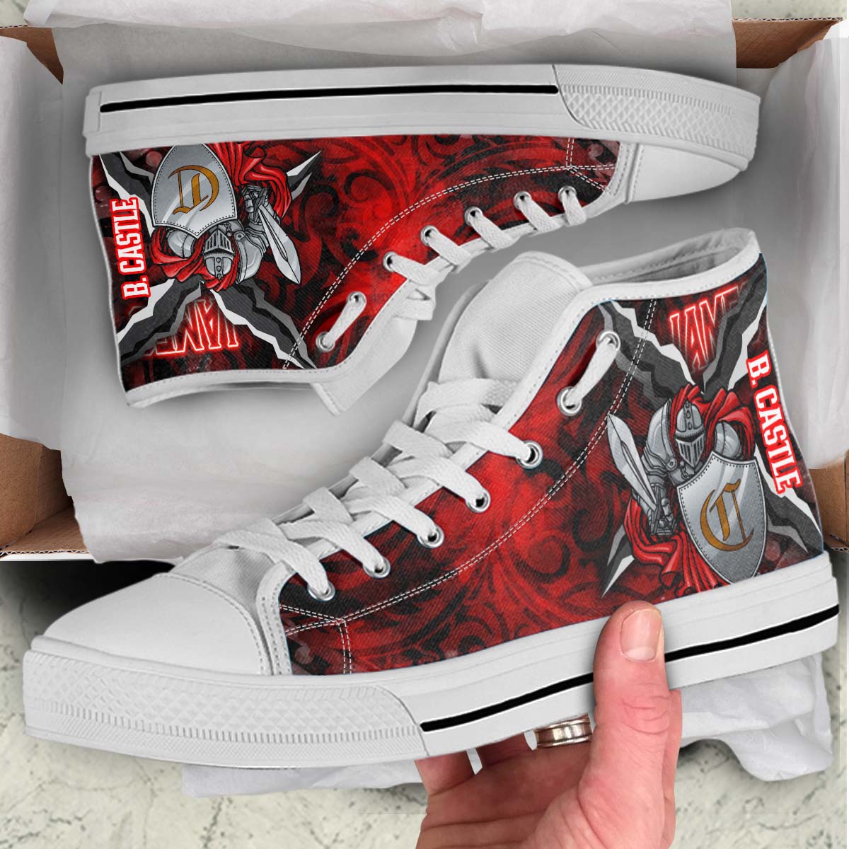 Hawaii High Top Shoes - James B. Castle High School Polynesian Tribal Pattern