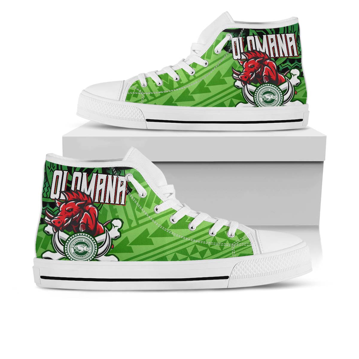 Hawaii High Top Shoes - Olomana High & Intermediate School Polynesian Pattern
