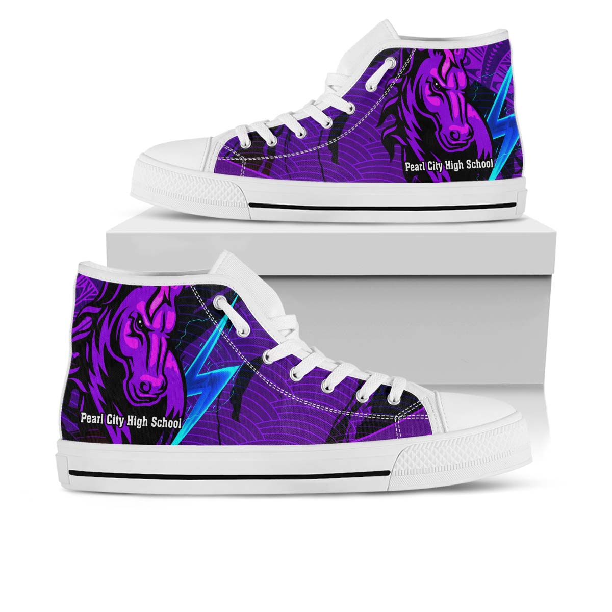 Hawaii High Top Shoes - Pearl City High School Polynesian Pattern
