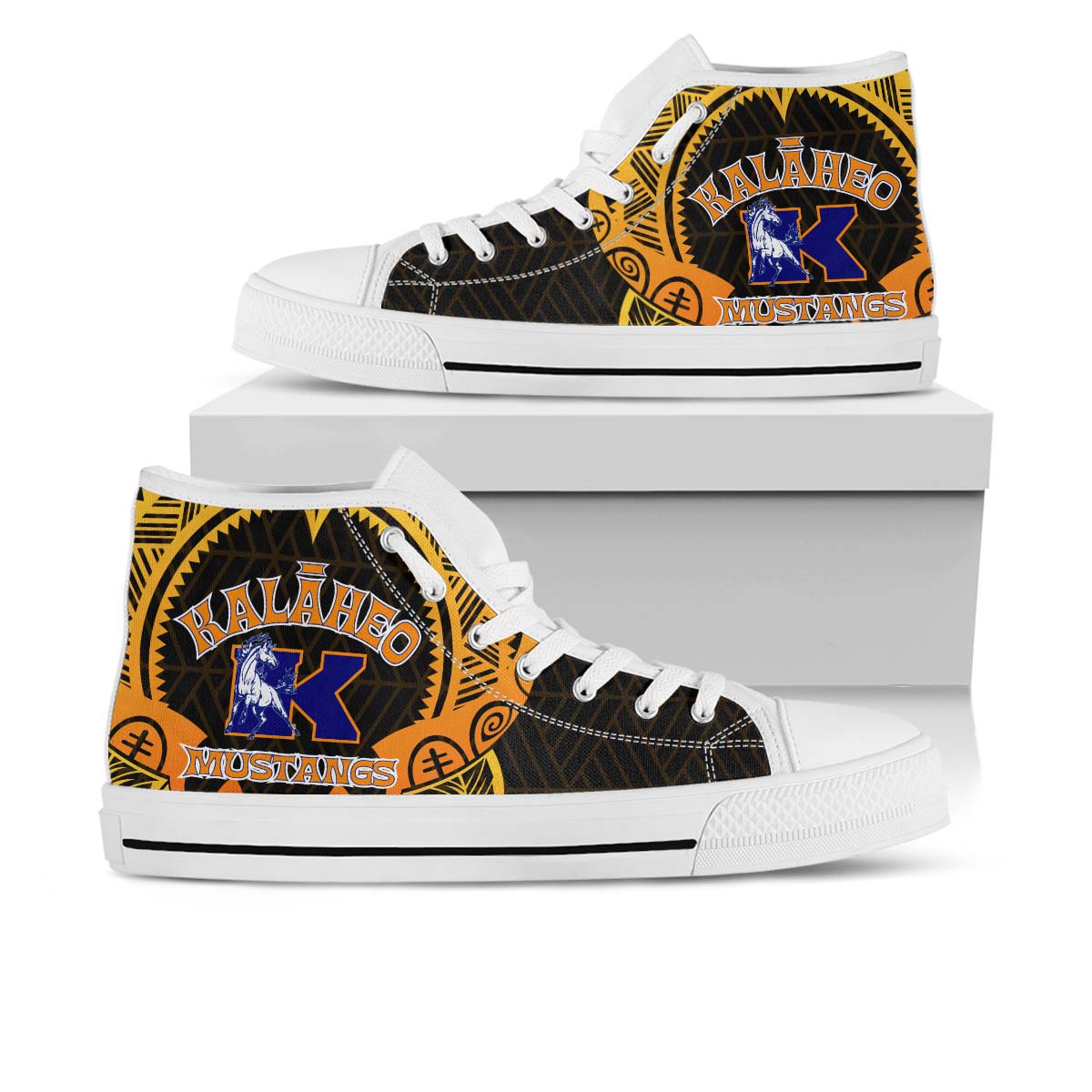 Hawaii High Top Shoes - Kalaheo High School Polynesian Tribal Pattern